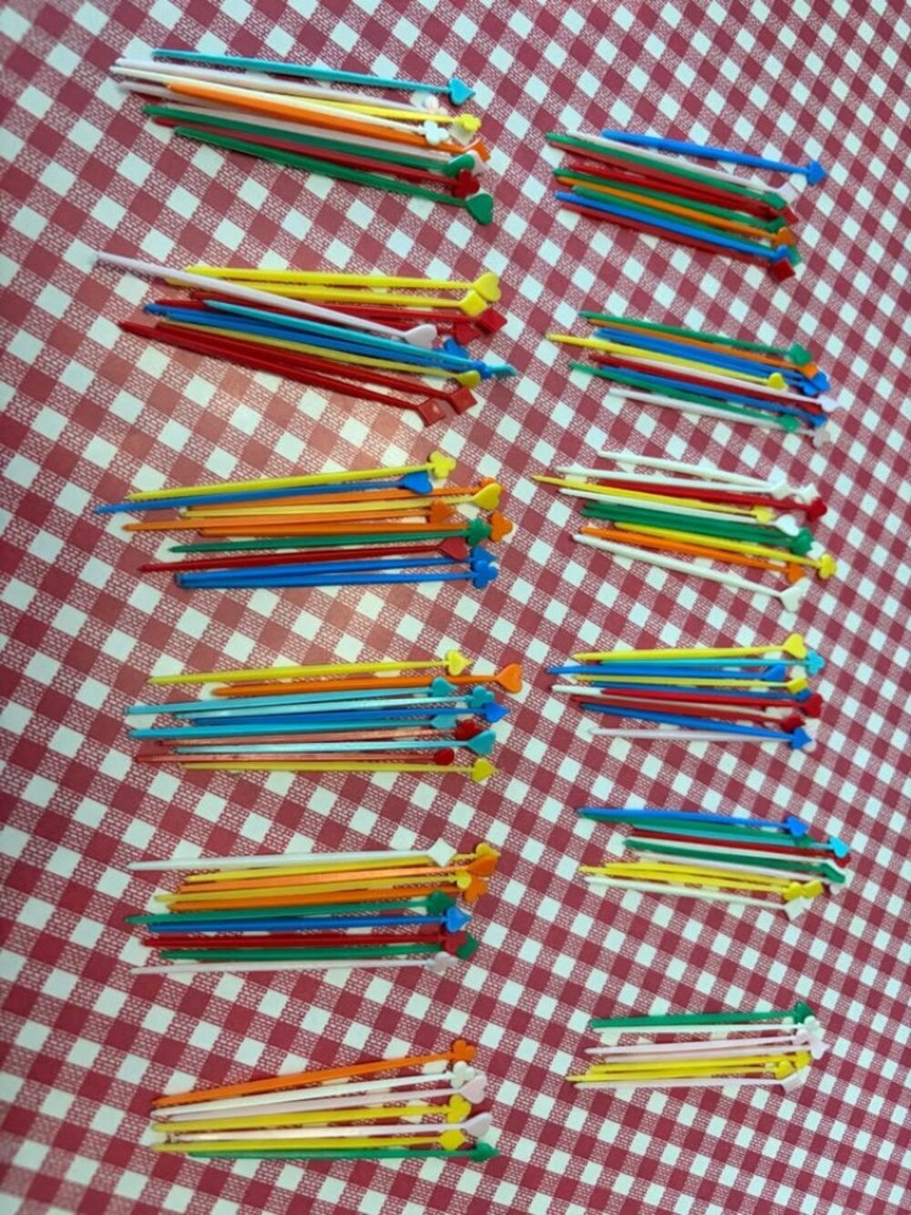MCM plastic deck of cards cocktail picks, 2 sets of 57